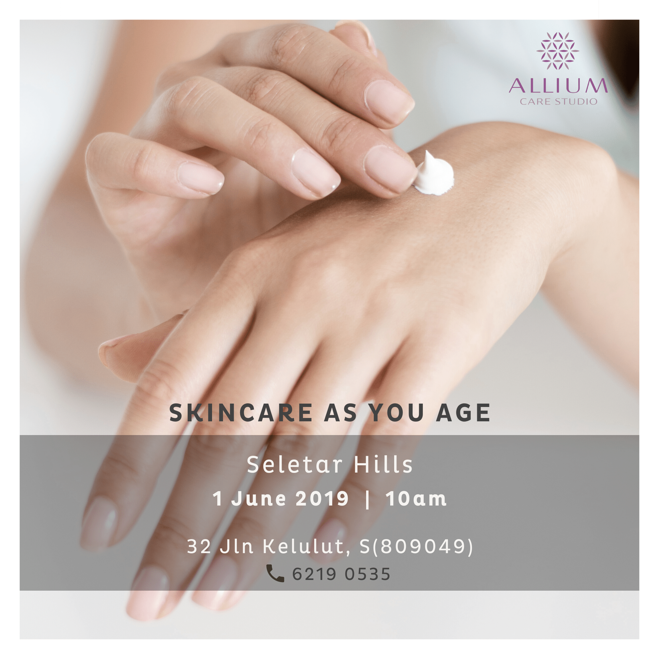 Skincare as You Age event banner in Seletar Hills
