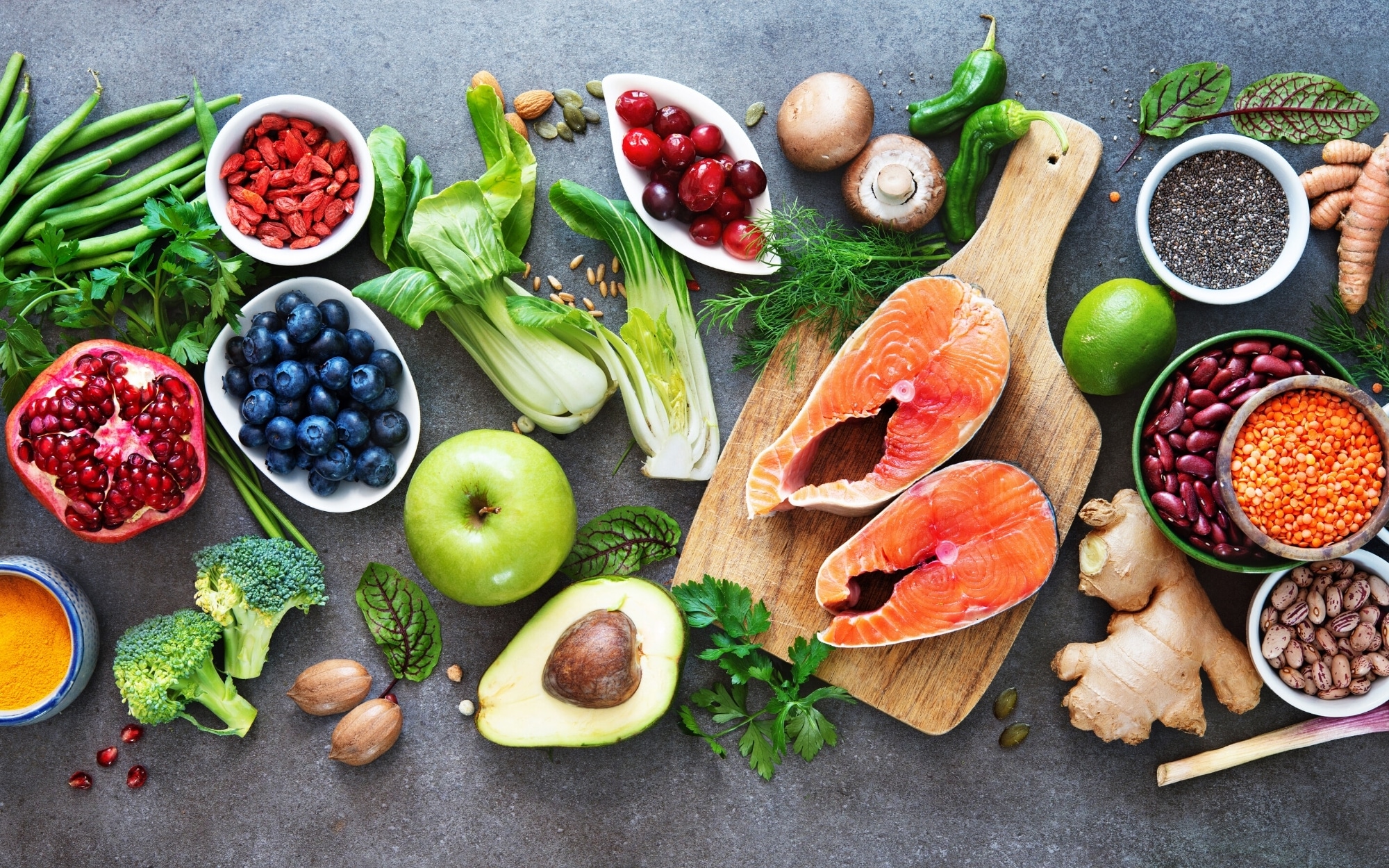 Nutritious, well-balanced meal symbolizing healthy eating and dietetics